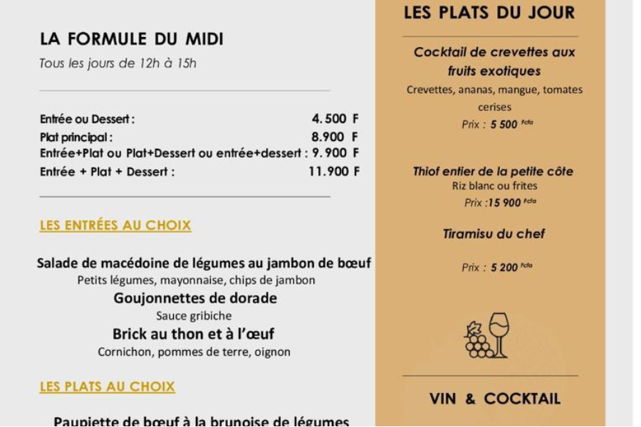 Découvrez notre formule du midi qui change tous les vendredis. - Notre restaurant est ouvert tous les jours de midi à 15h et 19h à 01h