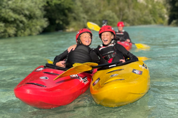 Family kayak school on Soča river, Slovenia kayaking adventures! - @dksport.si