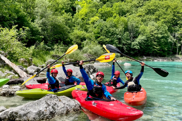 Beginner kayak courses on Soča river, Bovec. Kayaking Slovenia. - @dksport.si