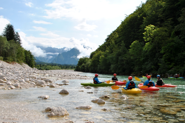 Small groups, big fun! Beginner kayaking Soča river, Slovenia. Explore area of Bovec kayaking! - @dksport.si