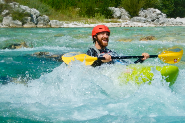 Intermediate kayak school on Soča river in Bovec, Slovenia. - @dksport.si