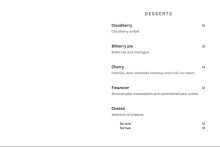 dessert menu restaurant gallis - glass ressort
