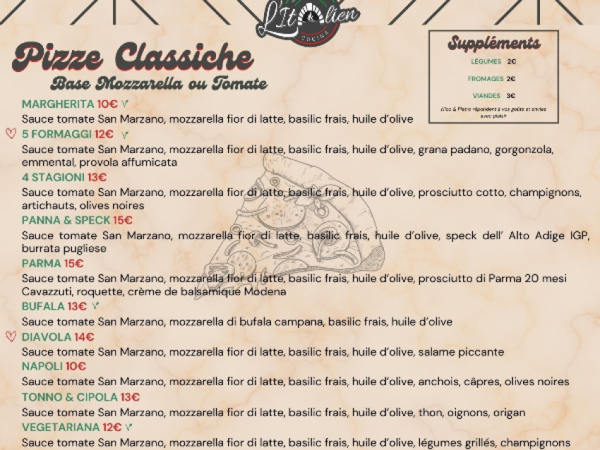 CARTE de pizza classiche - rcdm