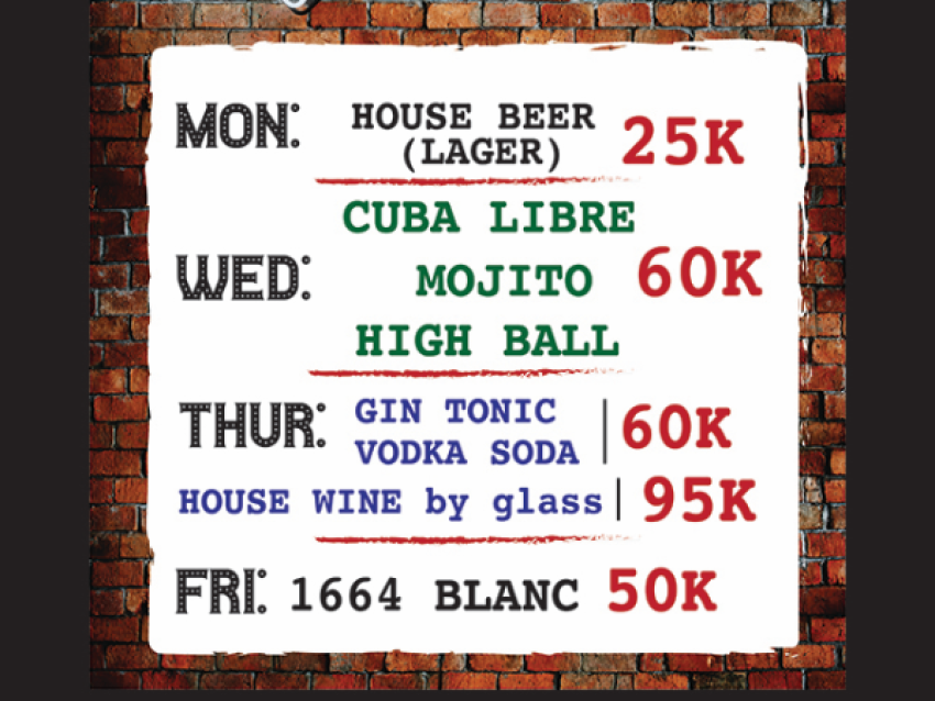 Happy hour from MOnday-Friday ( 3pm-6pm) - Fabrik