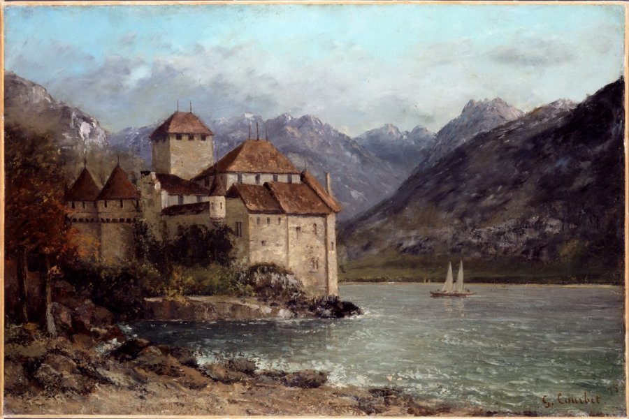 Gustave Courbet, Le château de Chillon, 1875. Huile sur toile, 62 x 92 cm. Ville de Lons-le-Saunier, Musée des Beaux-Arts.