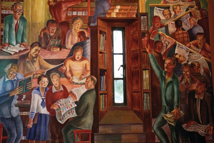 Fresque murale dans la Coit Tower. - © Stéphan SZEREMETA