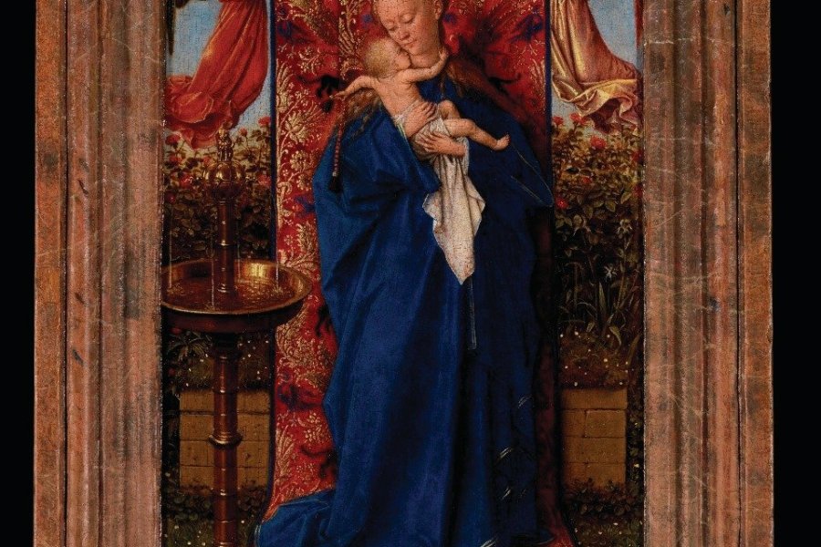 Jan van Eyck, La Vierge à la fontaine, 1439. Koninklijk Museum voor Schone Kunste (Musée Royal des Beaux-Arts d'Anvers). Huile sur bois, 19x12,1cm..