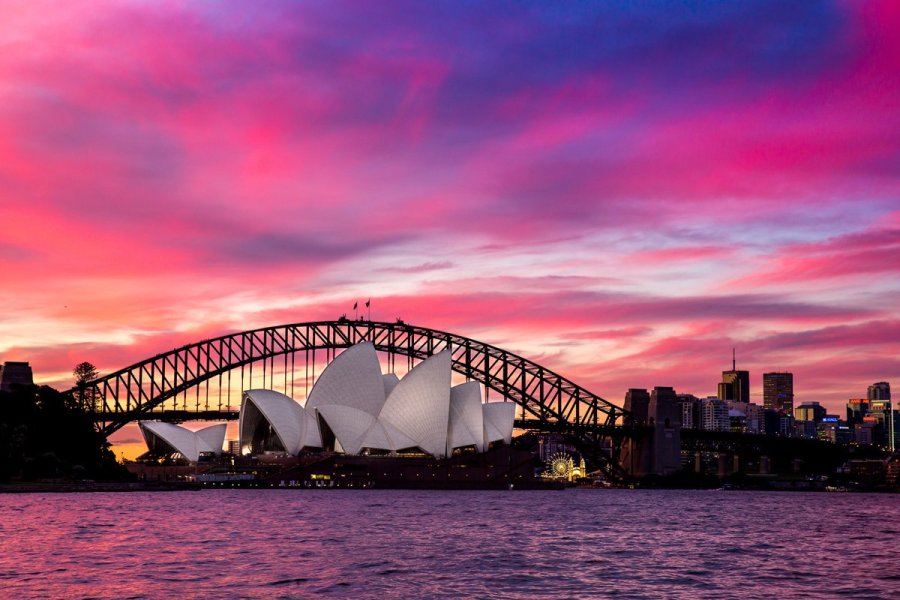 L'Opéra de Sydney au coucher du soleil.