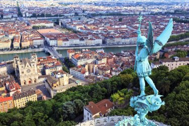 Vue sur Lyon depuis la basilique Notre Dame de Fourvière.