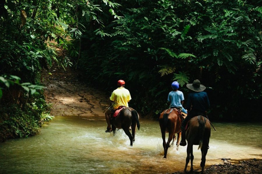 Lors des balades à cheval.