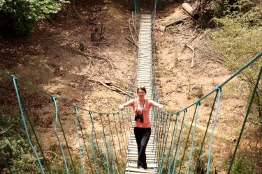 Passerelle en bois suspendue
