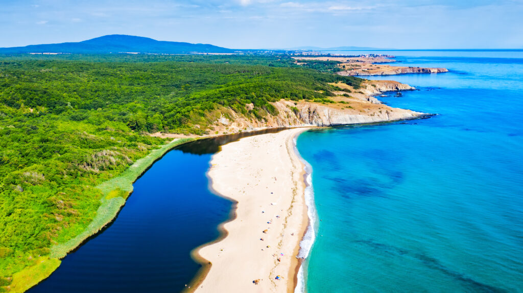 Vue aérienne de Sinemorets en Bulgarie