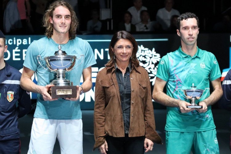 Tsitsipas, Kukushkin et Martine Vassal, présidente du Conseil Départemental - © Laurent BOSCHERO