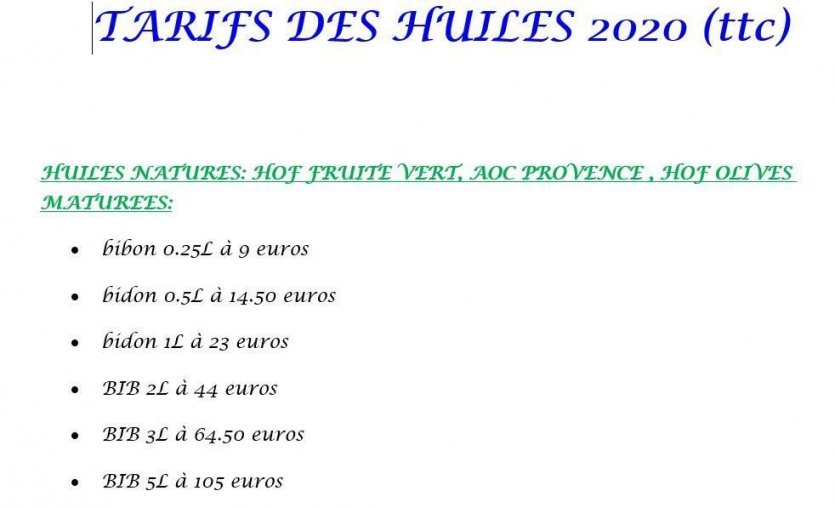 Tarifs Domaine du Jasson - © Domaine du Jasson
