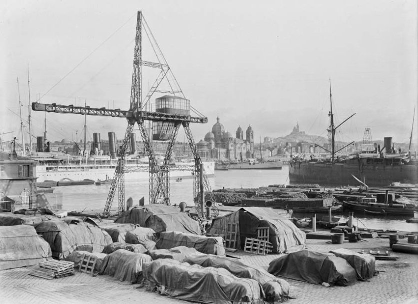 Edouard Cornet, Vue générale du bassin de la Joliette - © Fonds Archives municipales de Marseille bd