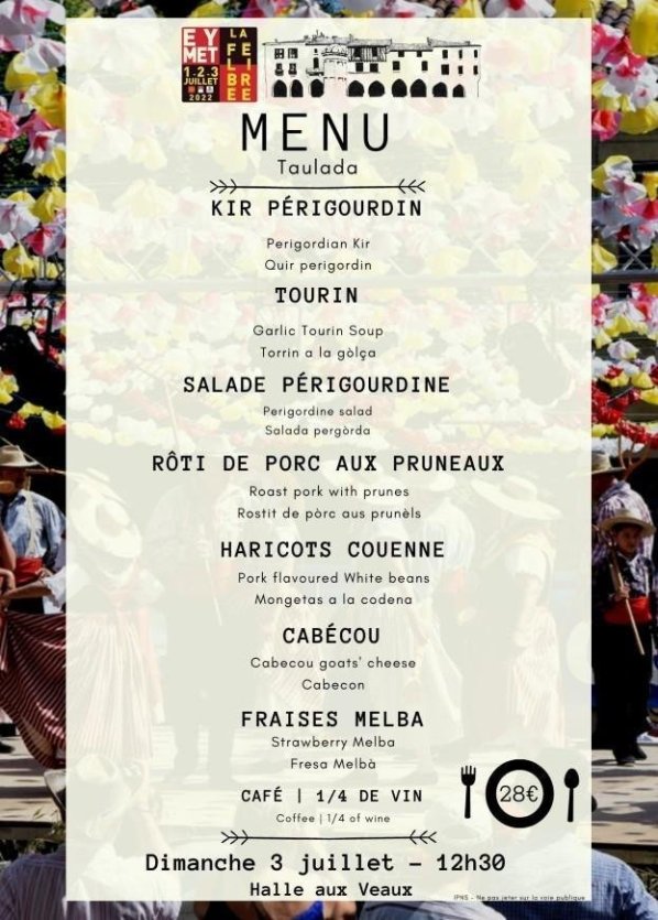 Le menu de la Taulado - © Bornat dau Peiregòrd ( ou Perigòrd )