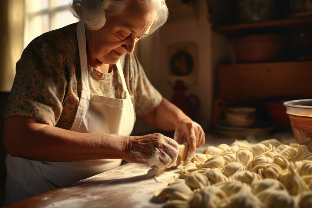 Grand-Mère italienne cuisinant
