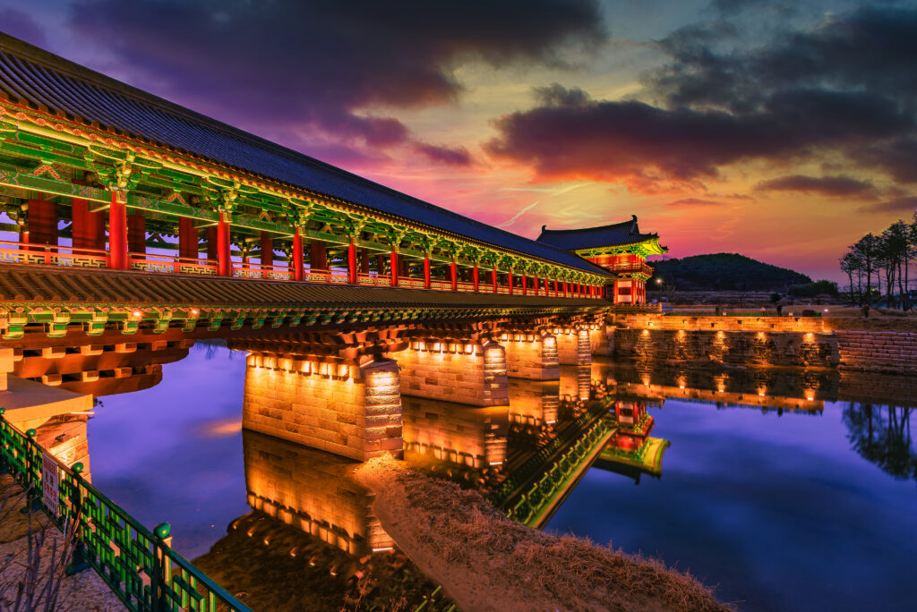 Vue sur le Woljeong Bridge à Gyeongju 