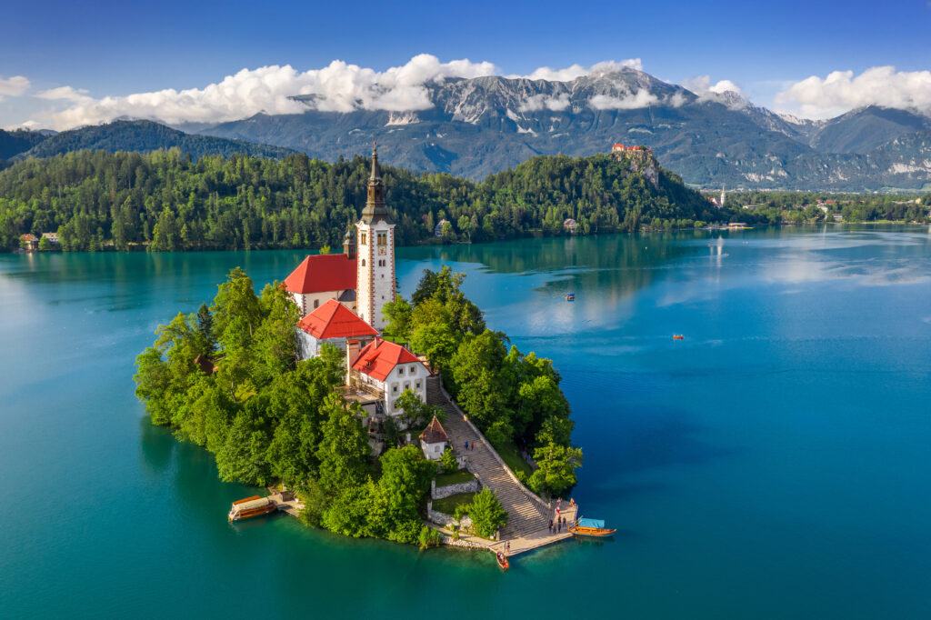 Vue sur le lac de Bled en Slovénie