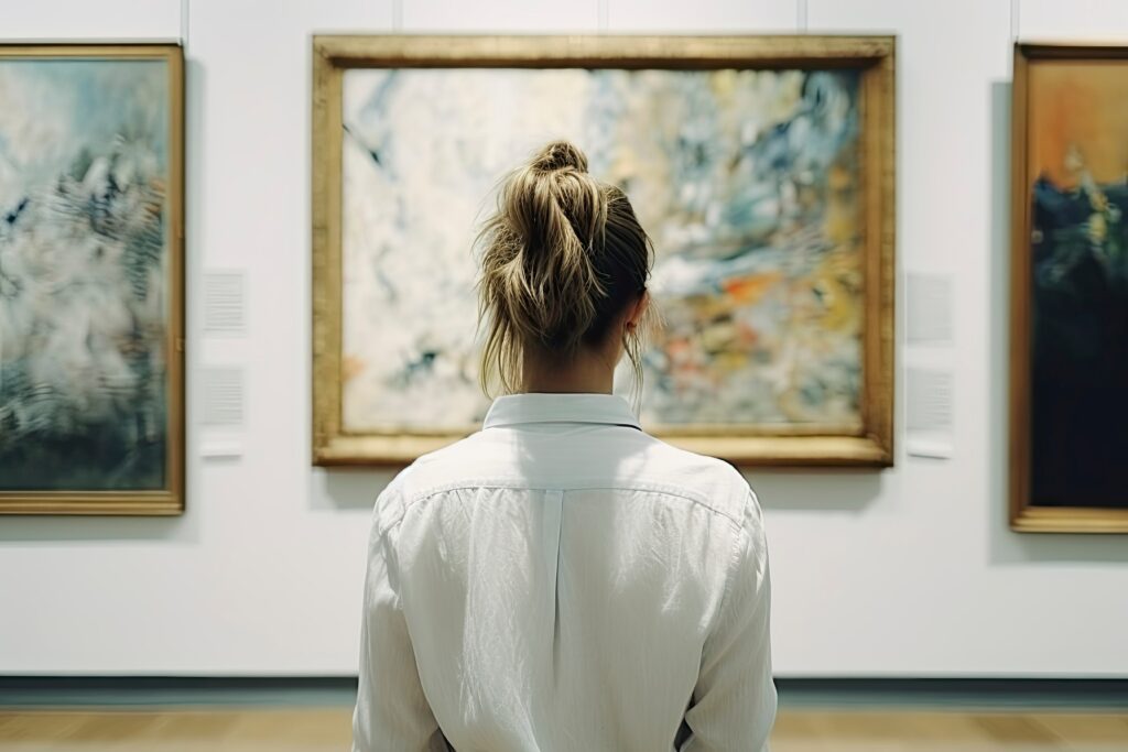 Jeune femme dans un musée d'art