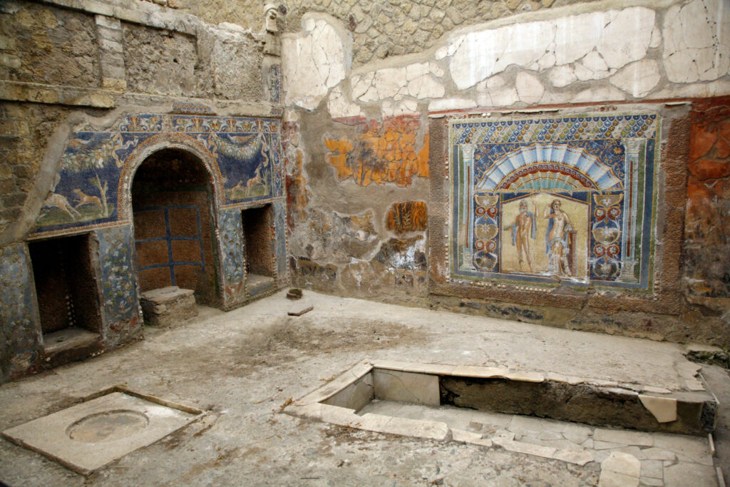 Intérieur d'une maison à Herculanum en Italie à côté de Naples