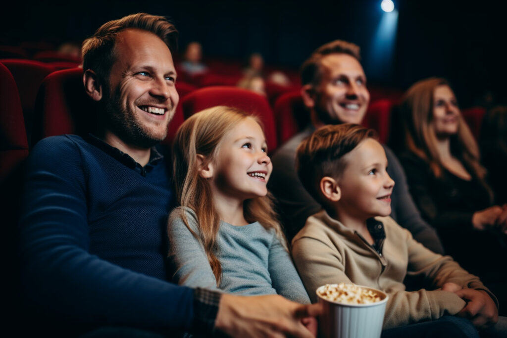 Famille devant un spectacle