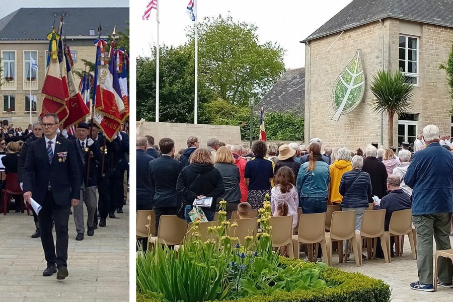 Inauguration de la la Feuille de la Liberté à Valognes, oeuvre de Cécile Bouvarel )