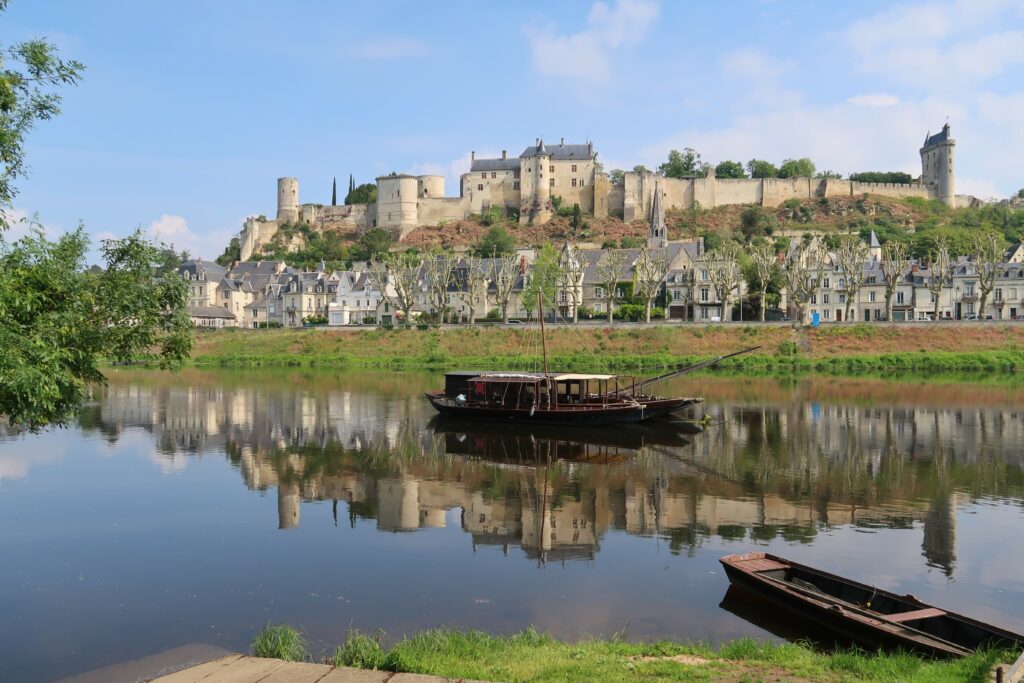 Panorama sur la ville de Chinon depuis les bords de Vienne
