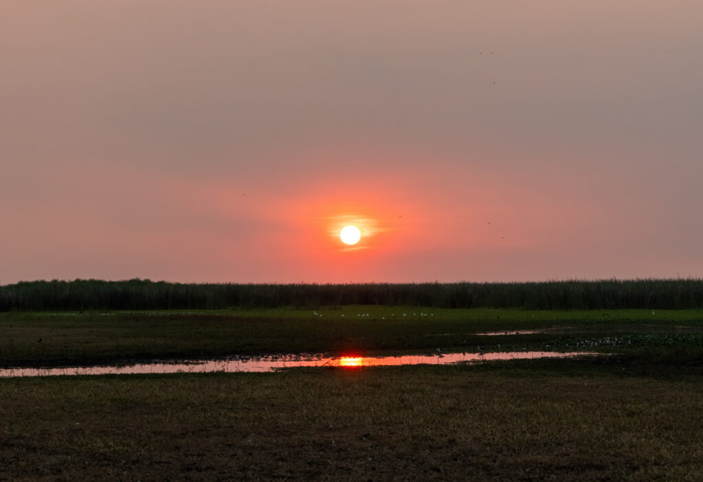 Coucher de soleil sur le Liuwa Plain National Park