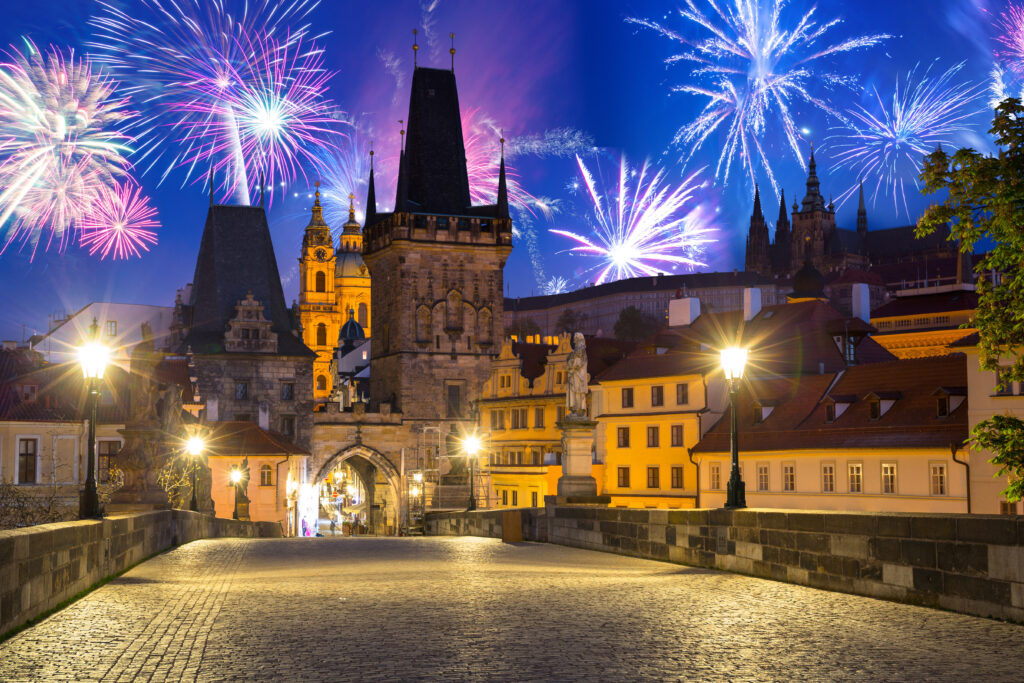 Feu d’artifice de la fin d’année à Prague