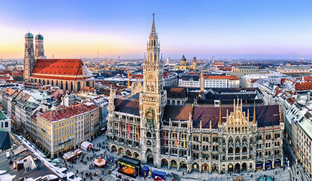 Vue sur Munich enneigée