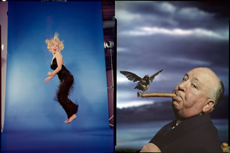 Photo 1 : Marilyn Monroe, 1959, Philippe Halsman // Photo 2 : Portrait d’Alfred Hitchcock pour la promotion du film « Les Oiseaux », 1962, Philippe Halsman. - © Musée de l’Elysée. © 2015 Philippe Halsman. Archive / Magnum Photos