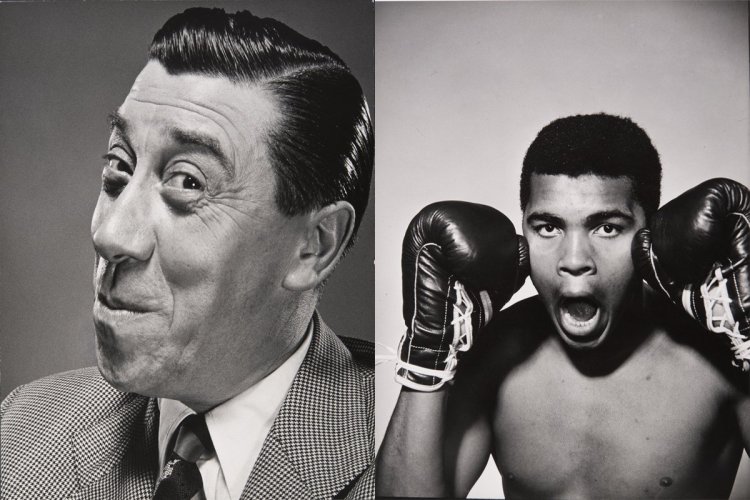 Photo 1 : Fernandel, « Quelles sont les mesures prises par le gouvernement français pour accroître le taux de naissance? », The Frenchman, 1948, Philippe Halsman// Photo 2 : Muhammad Ali (né Cassius Clay), 1963, Philippe Halsman. - © Archives Philippe Halsman. © 2015 Philippe Halsman Archive / Magnum Photos