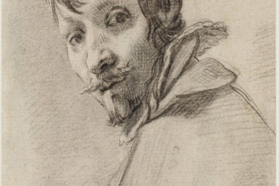 Simon Vouet. Portrait de jeune homme, à mi-corps, vêtu d'une cape.