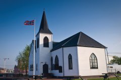 Norwegian Church, située à Cardiff Bay