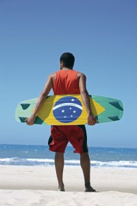 Kitesurfeur sur une plage du Nordeste.