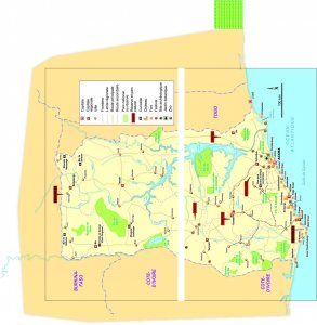 Carte touristique du Ghana