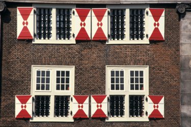 Détail de maison traditionnelle à Leyde. - H.Fougère - Iconotec