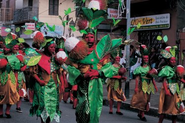 Groupe déguisé en ramboutan lors du carnaval. Sandra DAVEAU