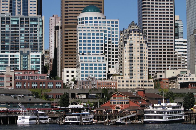 Downtown Seattle et le Waterfront vus du ferry.