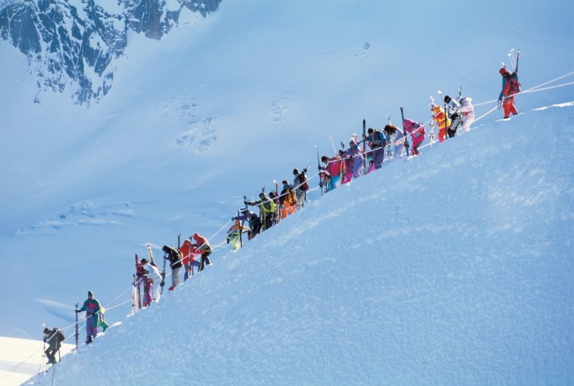 Skieurs dans la Vallée Blanche
