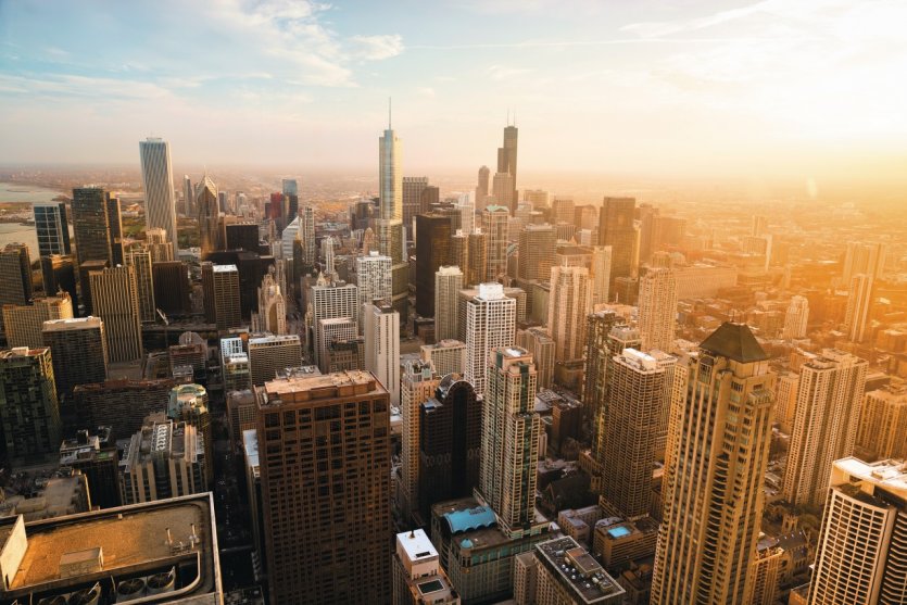 <p>Vue aérienne de grattes-ciel de Chicago</p>