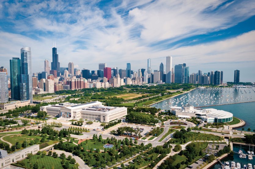 Vue aérienne du Museum Campus, à Chicago
