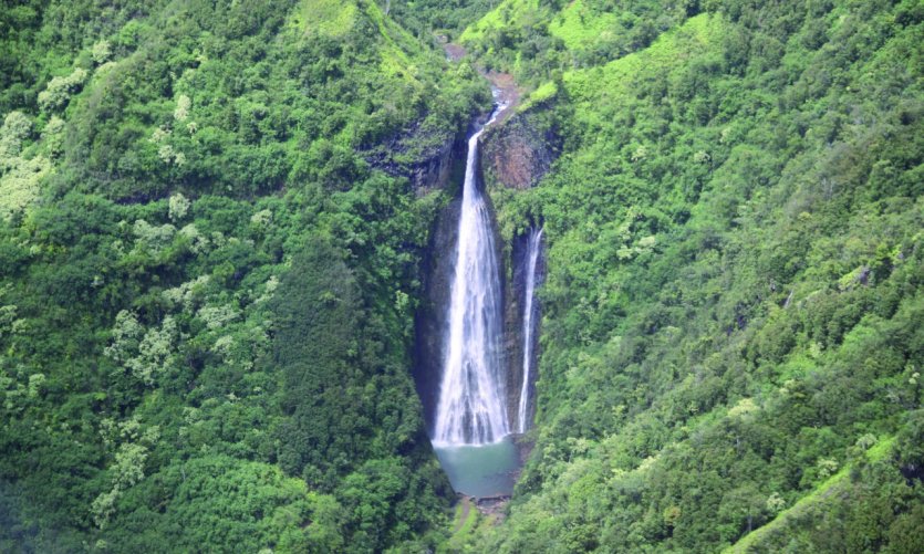 <p>A helicopter overview of the Na Pali Coast, the Jurassic Park Falls.</p> <p>A helicopter overview of the Na Pali Coast, the Jurassic Park Falls.</p>