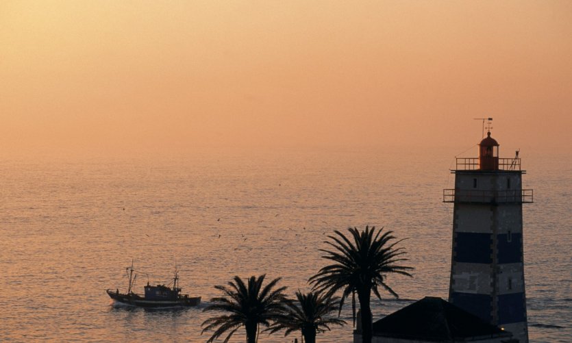 Sunset on the Cascais lighthouse. Sunset on the Cascais lighthouse.