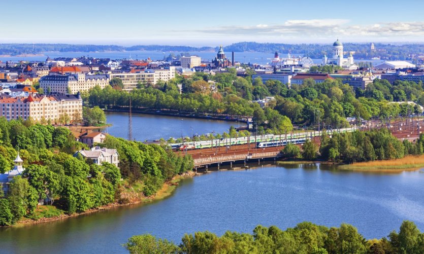 Vue aérienne de la ville d'Helsinki. Vue aérienne de la ville d'Helsinki.