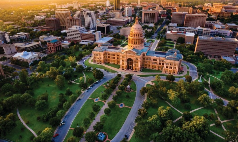Vue sur Austin et son Capitol. Vue sur Austin et son Capitol.