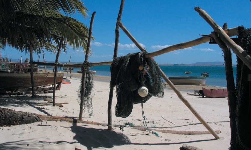 Fishing nets on the beach of Brought back Fishing nets on the beach of Brought back