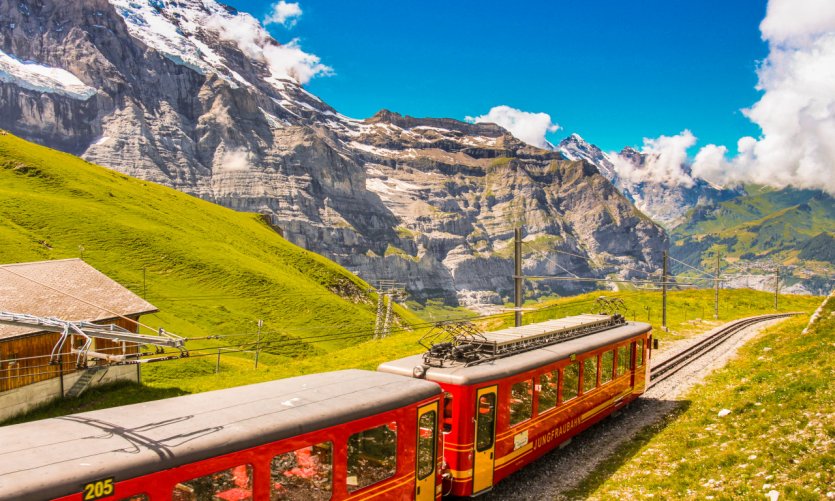 Le train à crémaillère de Jungfraujoch. Le train à crémaillère de Jungfraujoch.