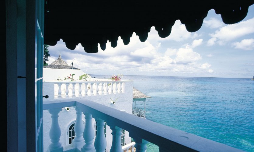 View of the Blue Lagoon from a villa. View of the Blue Lagoon from a villa.
